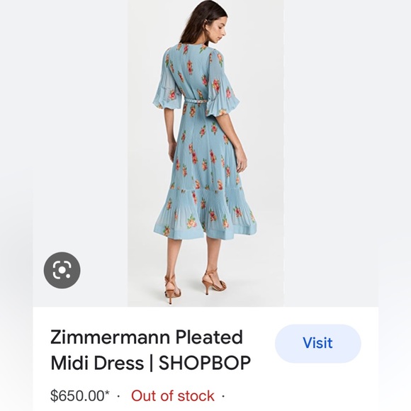 Zimmermann pleated floral midi dress with belt NWT AU Size2 /US Size 8 - Picture 4 of 11